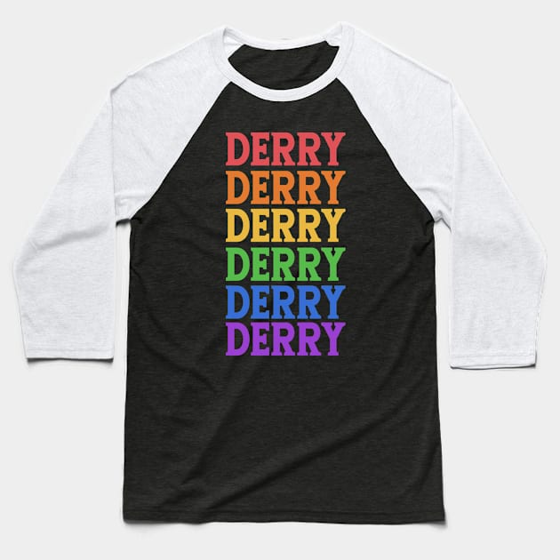 DERRY COLORFUL CITY Baseball T-Shirt by OlkiaArt